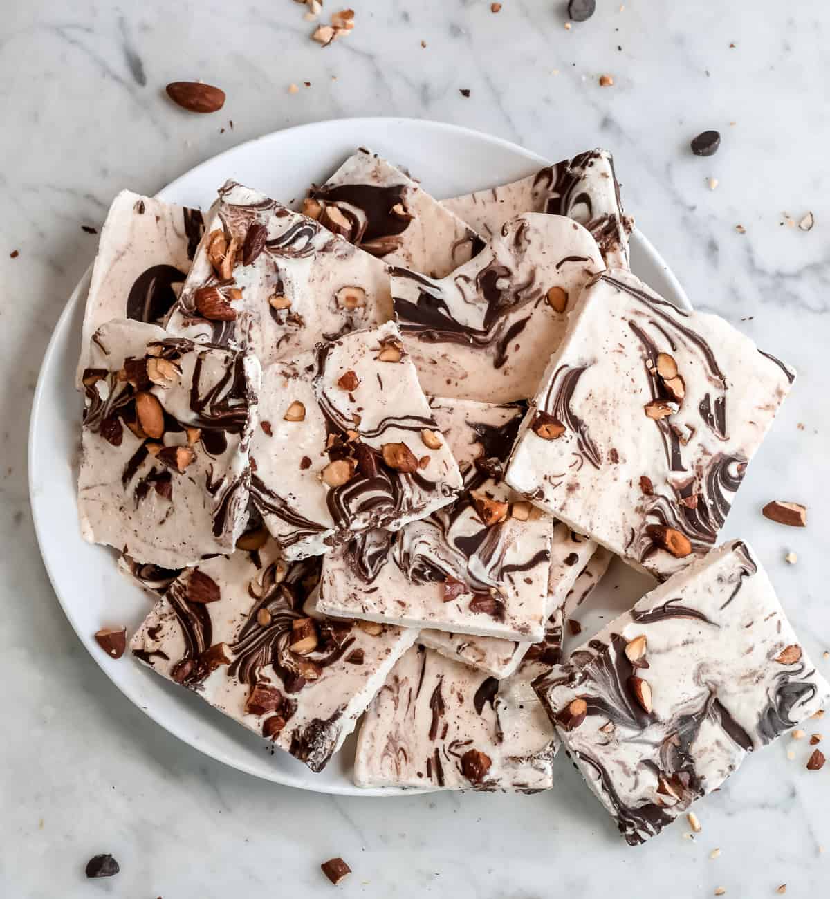 Frozen Cottage Cheese Bark on plate