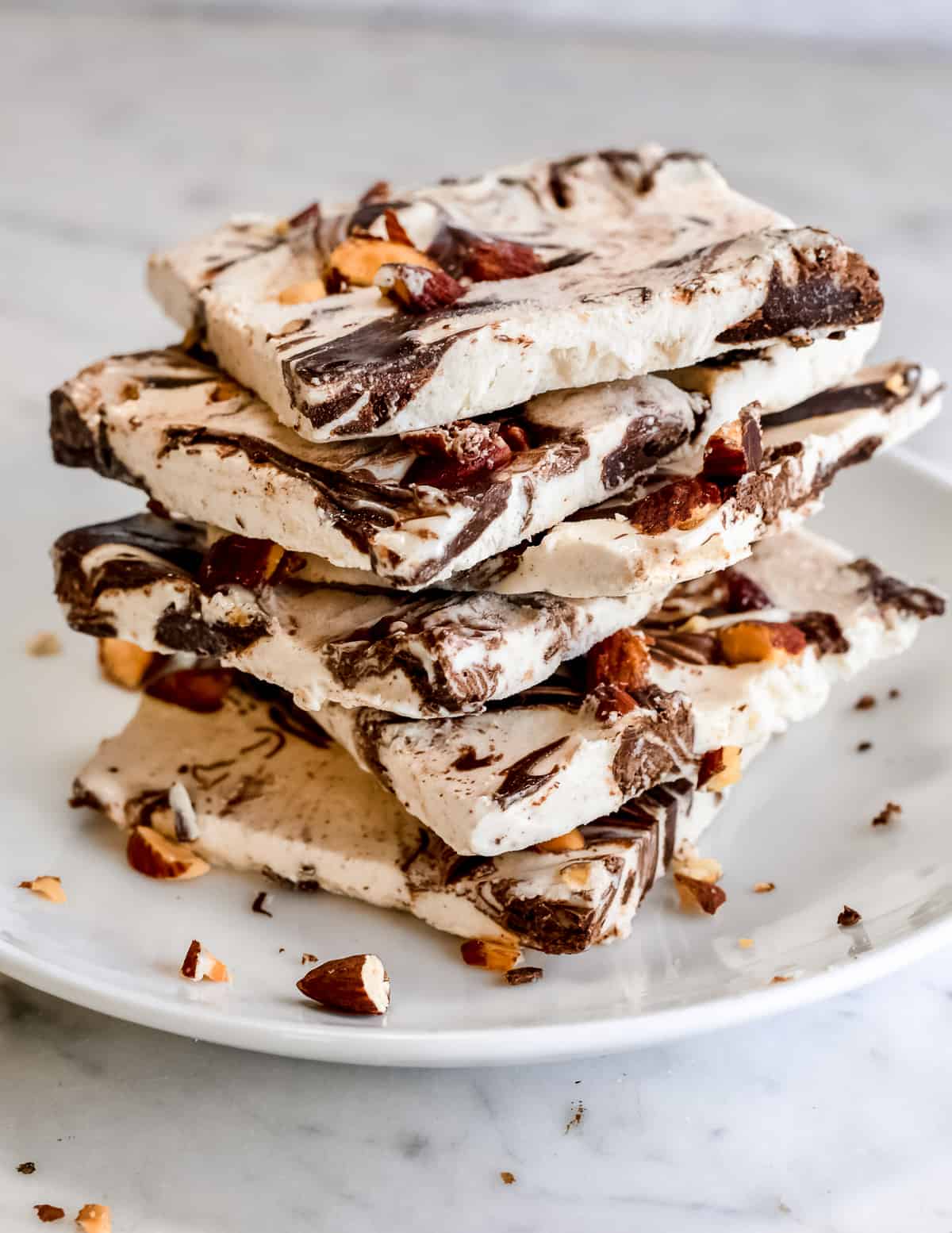 Frozen Cottage Cheese Bark in a pile