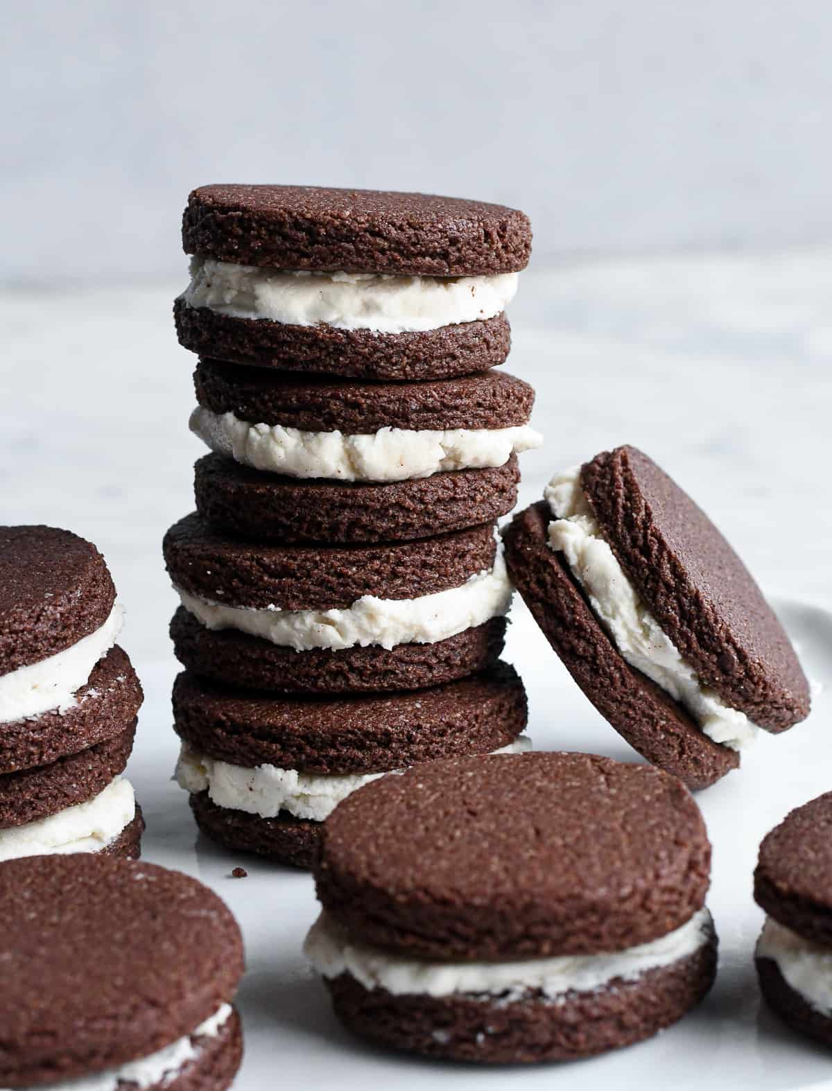 Healthy Homemade Oreos stacked with one on the side