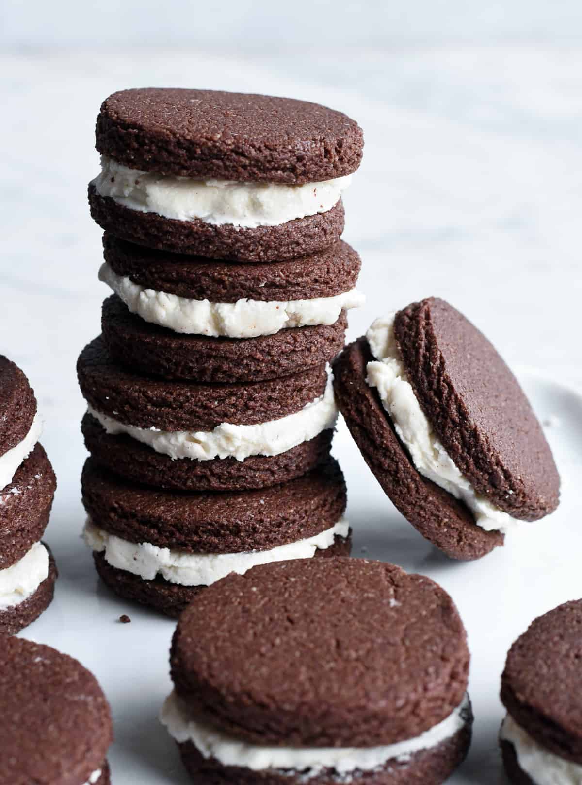 Healthy Homemade Oreos stack and single cookies