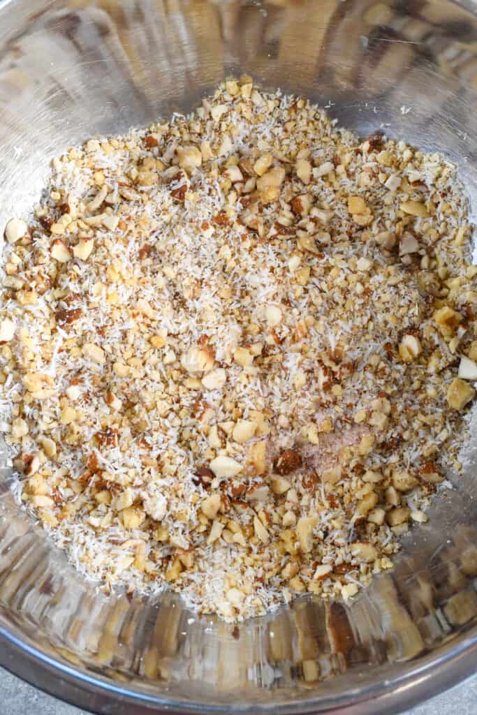 Raspberry Nut Cup Cookies nut seed mixture in bowl