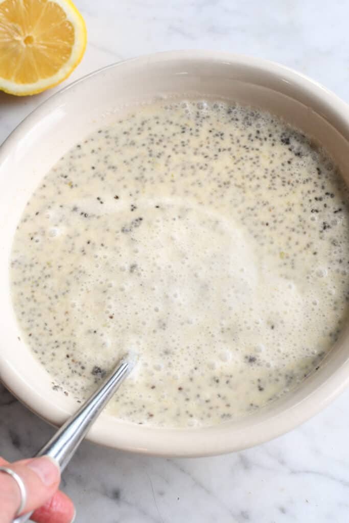Lemon Chia Pudding mixing before it thickens