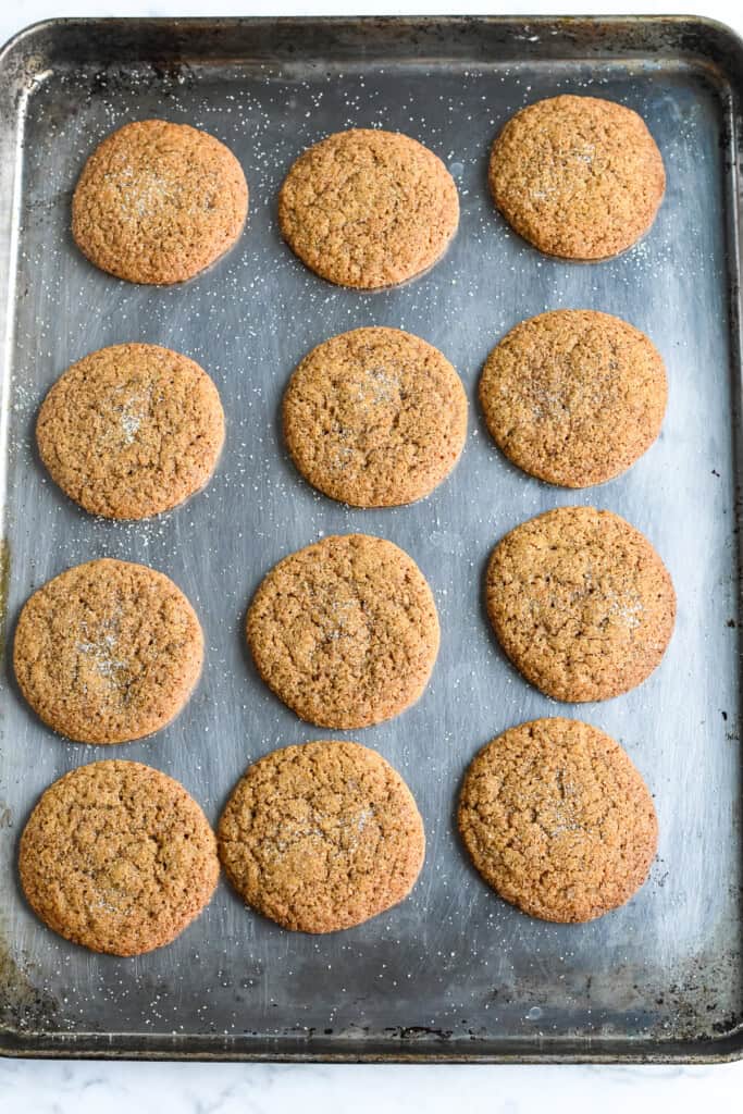 Fresh Ginger Cookies on tray baked