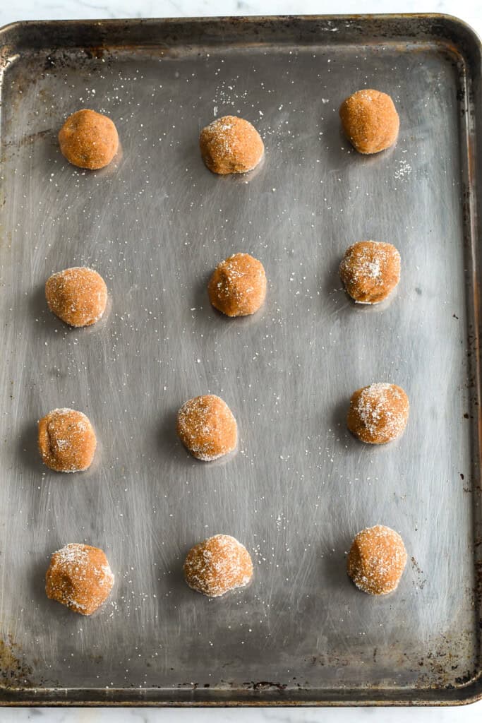 Fresh Ginger Cookies on tray raw balls