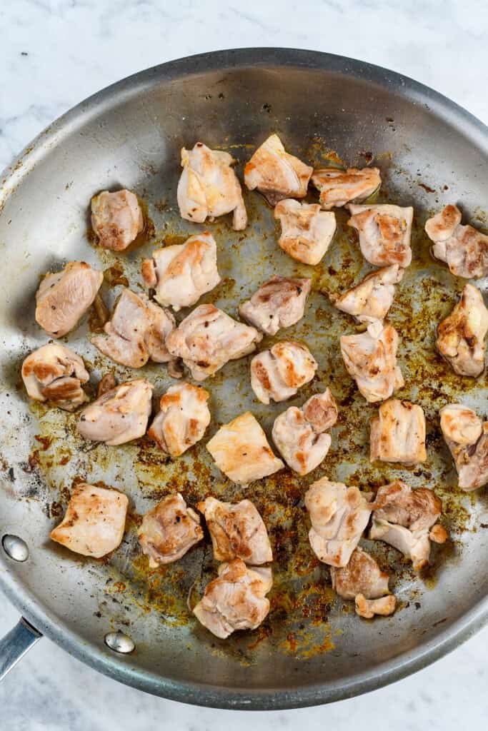 Ginger Coconut Chicken with Butternut Squash - sautéing the chicken