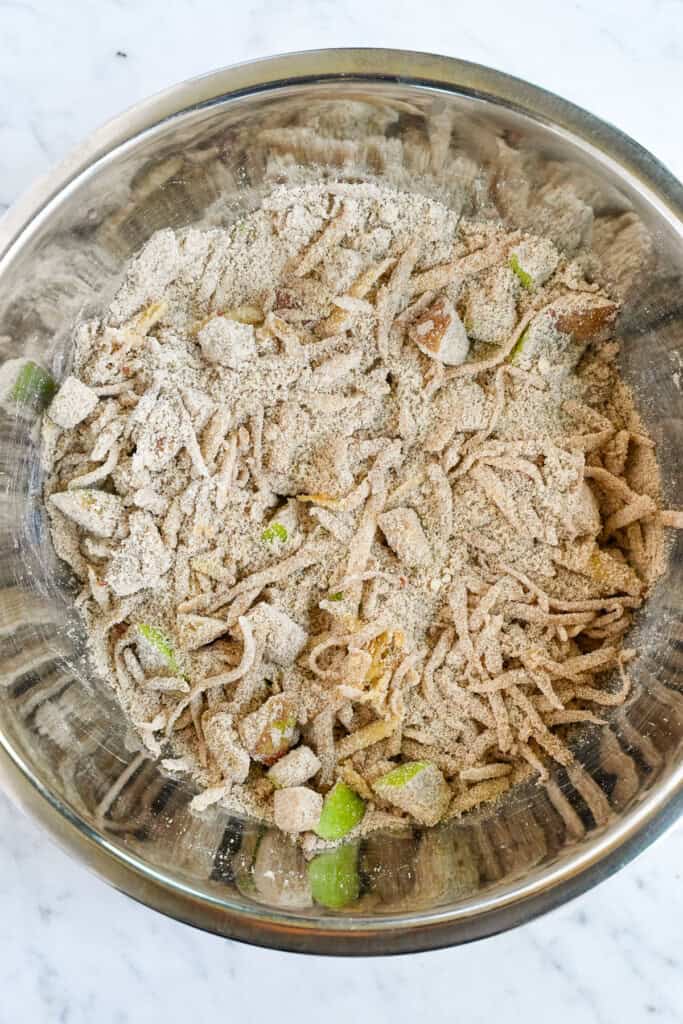 Healthy Apple Muffins grated and chopped apples mixed into the dry ingredients