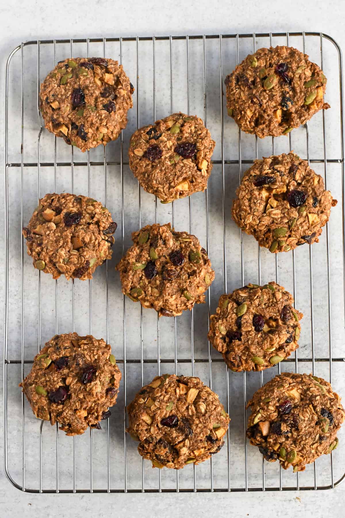 Healthy Apple Breakfast Cookies (Gluten Free) cooling on a wire rack