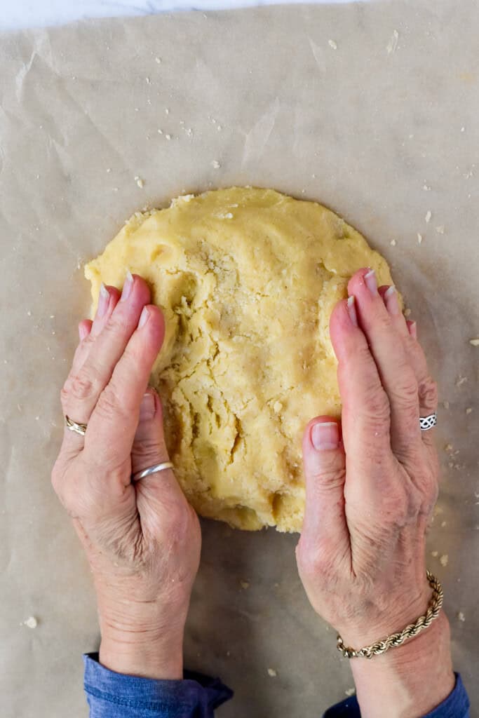 Paleo Apple Pie shaping the dough with hands