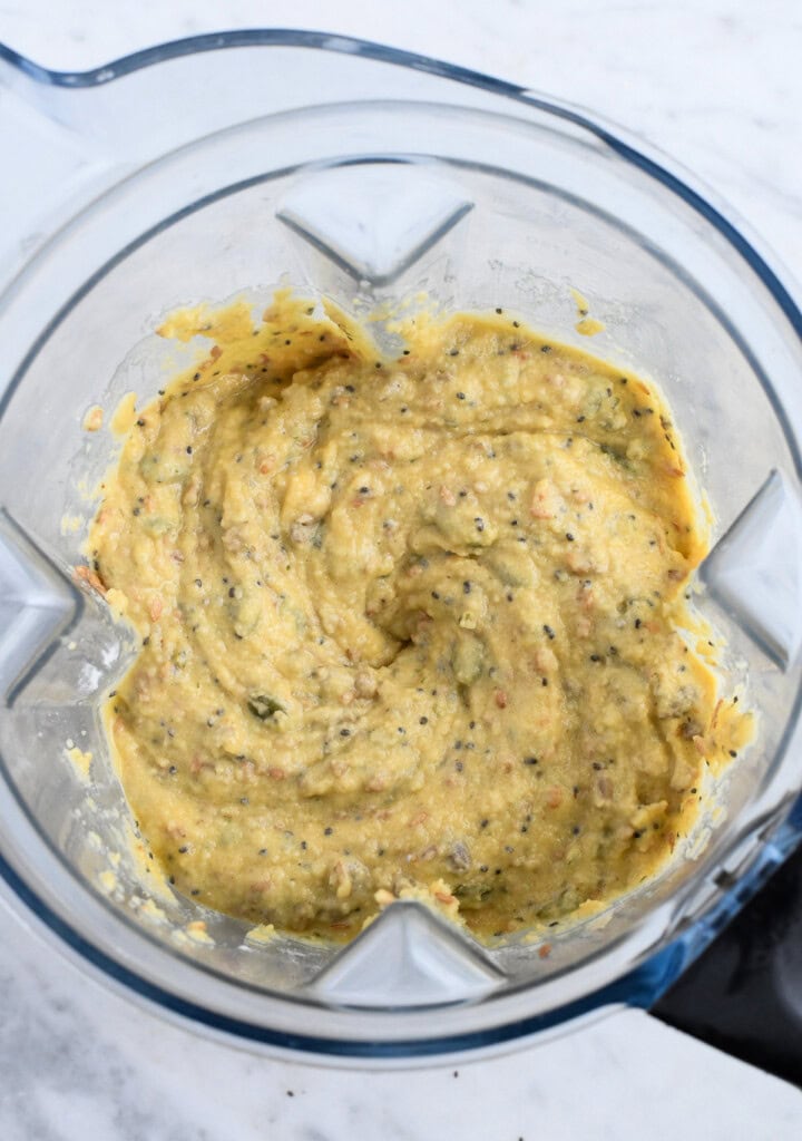 Easy Paleo Seed Bread (Gluten Free) finished batter in blender