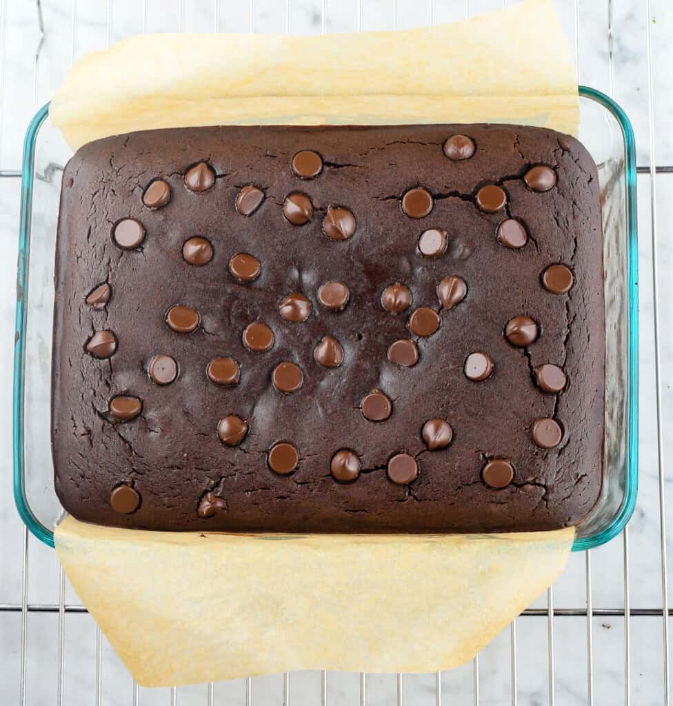 Black Bean Brownies in pan baked