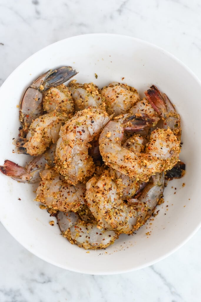 Mediterranean Shrimp Skillet with Vegetables shrimp coated with spices