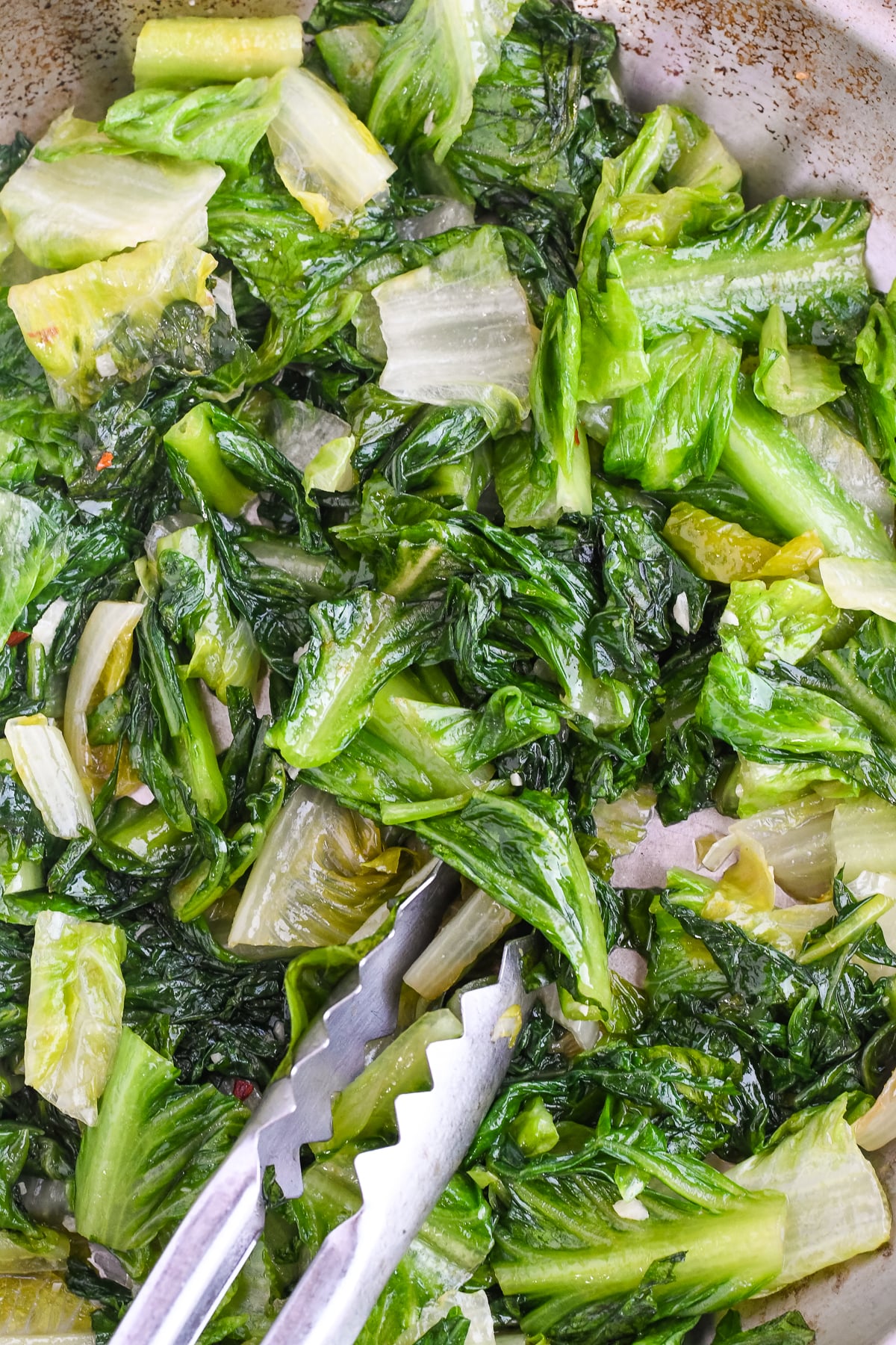 Easy Sautéed Romaine close up