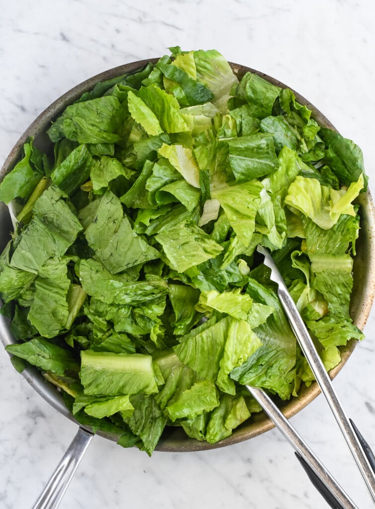 Easy Sautéed Romaine in pan raw