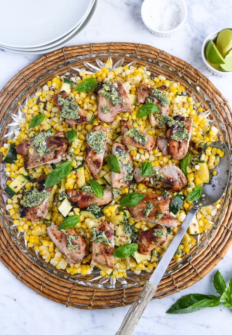 Grilled Lime Chicken with Corn, Zucchini & Basil